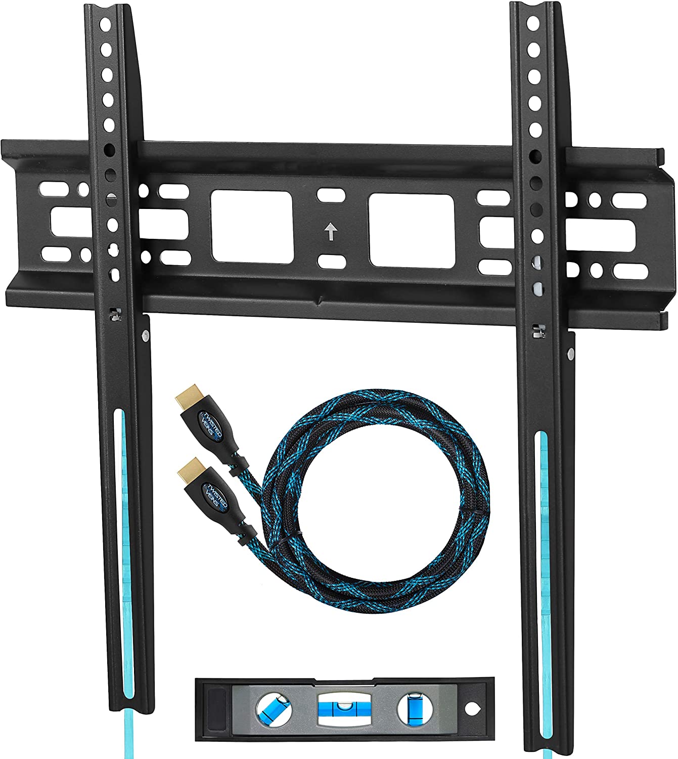 Cheetah Mounts APFMSB TV Wall Mount Bracket for 20-55” TVs Up to VESA 400 and 115 lbs Including a Twisted Veins 10’ HDMI Cable and a 6" 3-Axis Magnetic Bubble Level 