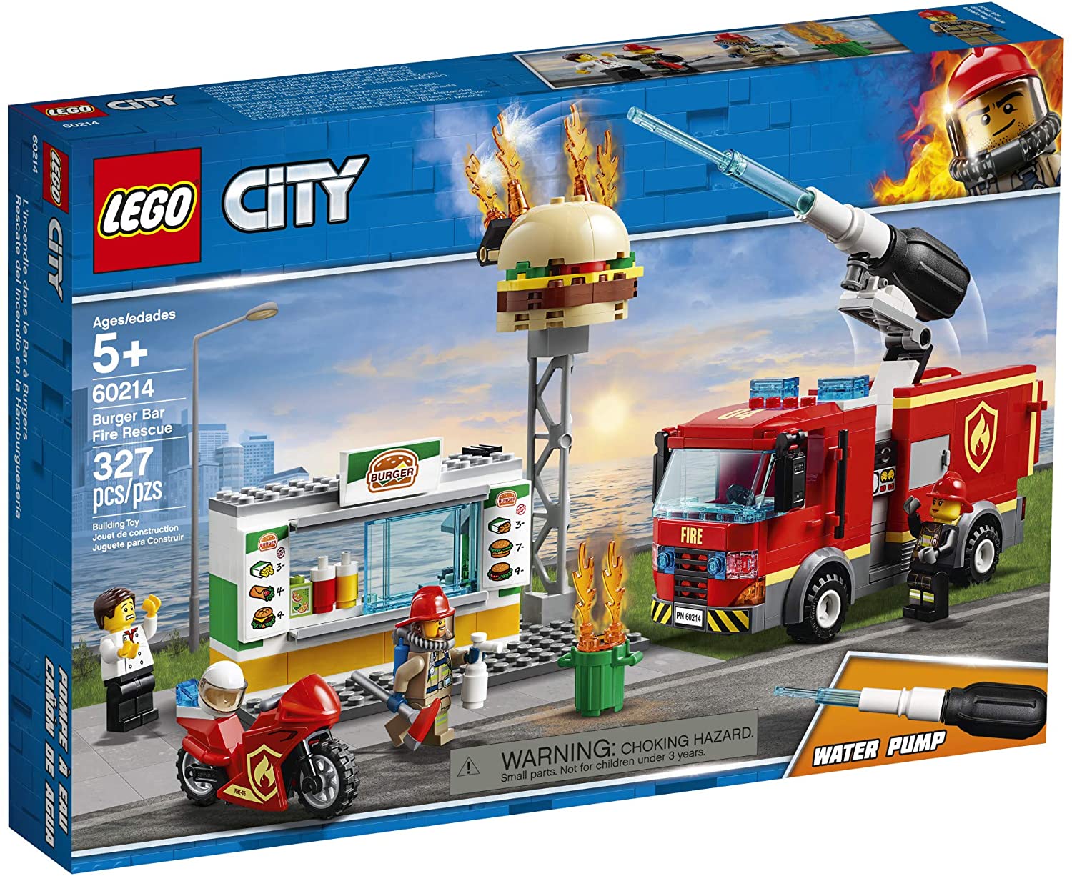 LEGO City Burger Bar Fire Rescue 60214 Building Kit (327 Pieces